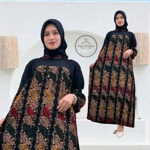 Dress Gamis Batik Premium  Kain Rayon Premium Bahan Wanita Casual Kekinian Lengan Panjang Muslim Ibu Menyusui