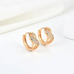 ANTING WANITA DEWASA TITANIUM GOLD MOTIF ANGKA DELAPAN ANTI KARAT EARRINGS