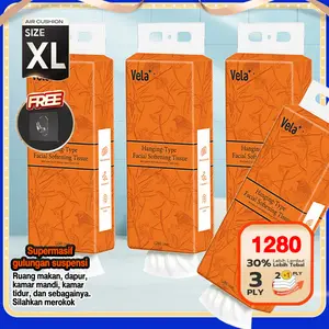【4 Paket】Vela Tisu GantungWlB GajianPower Shoptebal 3 PLY 1280 Helai untuk pakai dirumahekonomis Tisu makanan dengan kemasaan besar Serbaguna  MobilTisu Wajah lbu Dan Anak LucuTissueMurah Tisu Tebal Best Seller RumahTanggaTissue Promo COD Tissue Facial