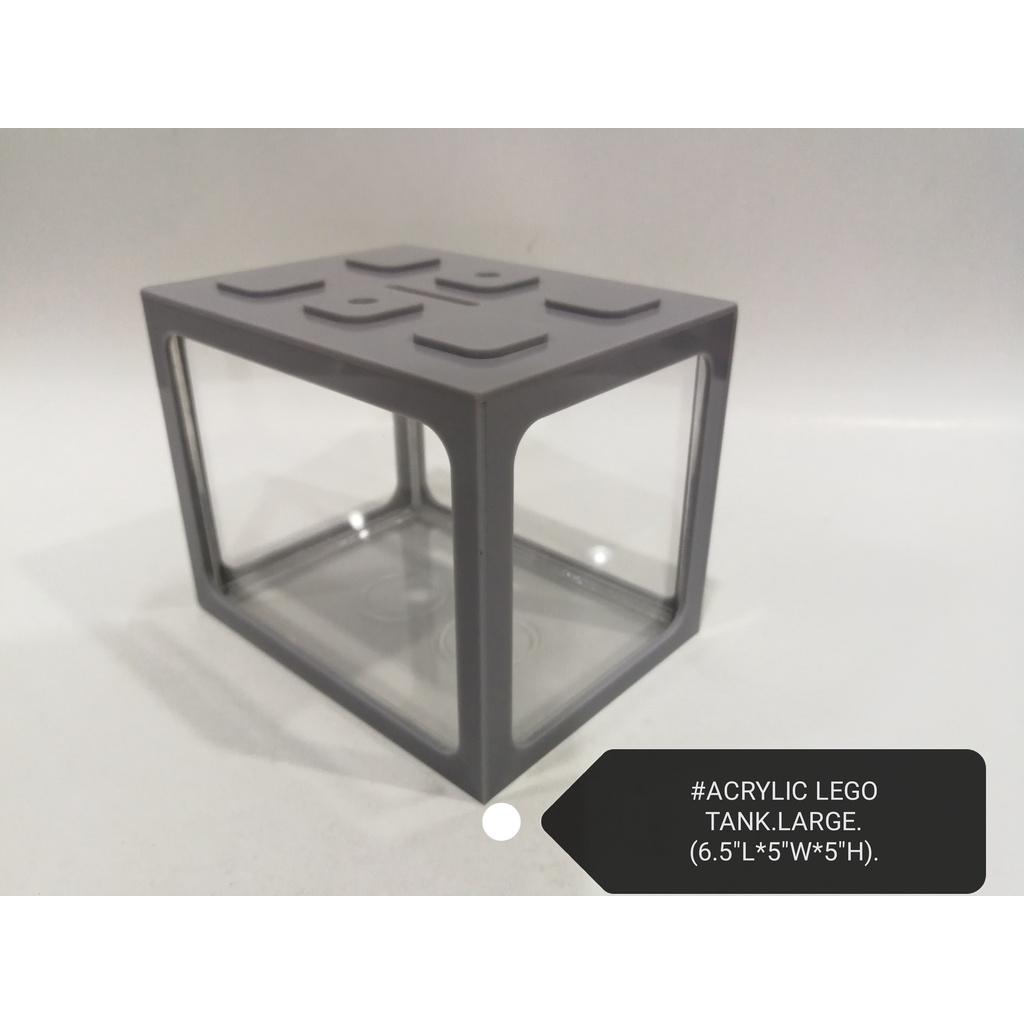 [1xPcs] Large Betta Fish Tank Acrylic Stackable Brick Aquarium L3G0 (Random Color) Ikan Akuarium