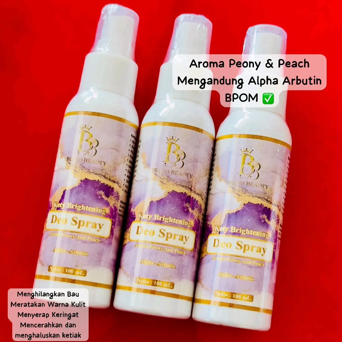 3 PCS DEODORANT UNGU  BEBEB BEAUTY  SPRAY