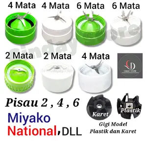 Cinday Store Pisau Mounting Blender 2/4/6 Mata untuk Miyako National & Bumbu Kering Gear Plastik/Karet Anti Karat