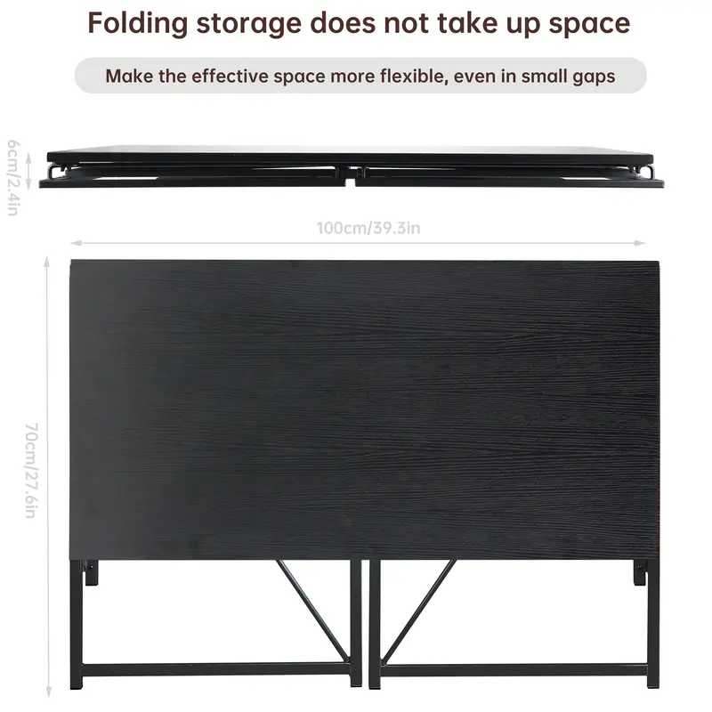Folding Computer Table, 100x50x75cm Folding Desk Home Office Laptop Desk for Small Spaces Modern Simple Style PC Table Coffee Table Writing Small Desk, Metal Frame 6