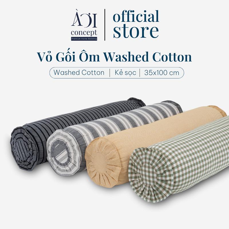 Vỏ Gối Ôm Washed Cotton Cao Cấp AOICONCEPT Size 37 x 100 Nhiều Màu và Hoạ Tiết Mềm Thoáng Mát Home Bedding