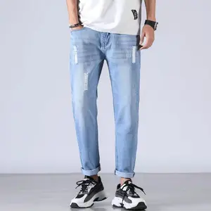 Celana jins pria celana jeans pria sobek original pria celana panjang jeans robek jeans pria standar celana jeans reguler pria celana jeans korean style pria longgar ripped model jeans dewasa celana jins cowok panjang pria