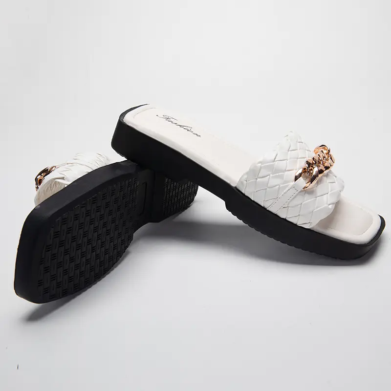 TIMINAA - [FASHION] [05] SENDAL SELOP COD KEPANG RANTAI EMPUK Wanita Shoes SandaL Karet sendal  slop selop  wanita heels  pesta sepatu  heels sepatu  nikah sandal  musim casual size 40 antiselip simpel size 40 coklat nstx12 6