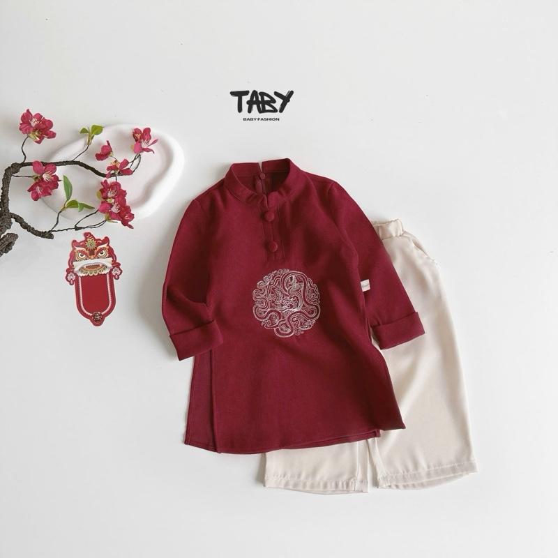 TABY Set áo dài tết thiên long chất liệu nhung siêu mướt mịn lên form cực đẹp cho bé trai 9-24kg 4597SDB