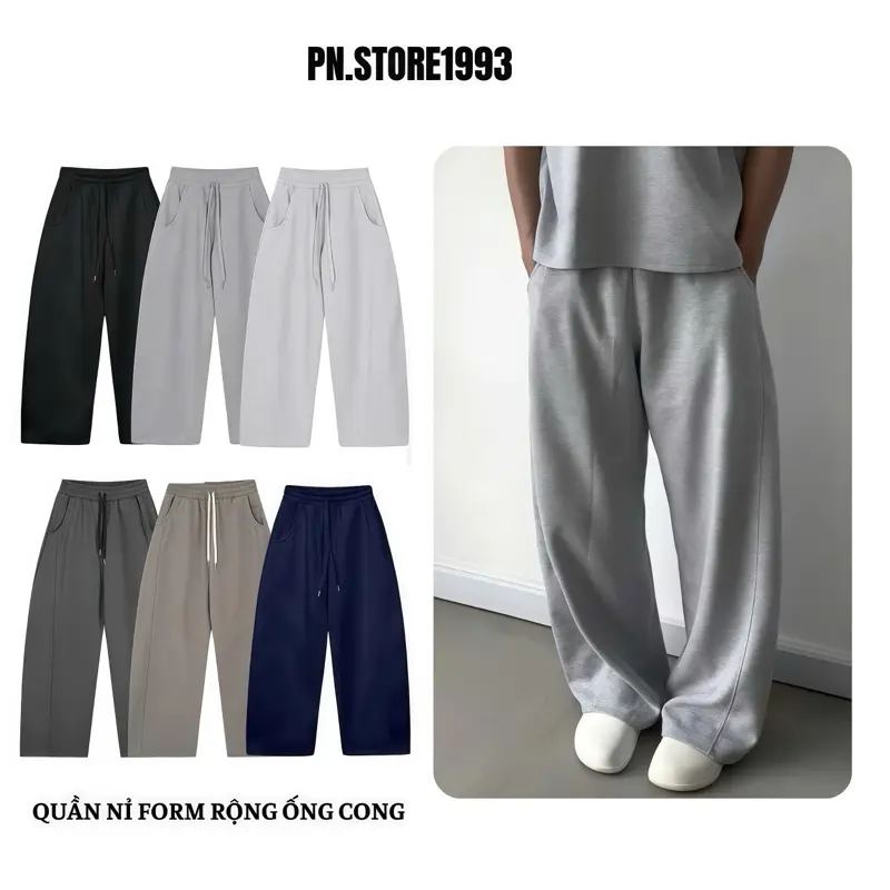 [ 5 Màu Mới ] PN.STORE 1993 Quần Nỉ 2 Da Form Rộng Ống Cong Unisex Chất Liệu Mềm Mịn Không Bai Xù Thoải Mái Khi Mặc QD01