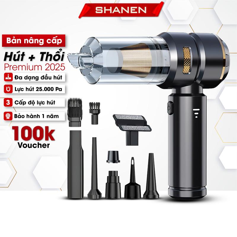 Máy hút bụi cầm tay SHANEN, Hút thổi bụi 2in1, Lực hút 25.000 Pa, 3 cấp độ gió, bảo hành 12 tháng