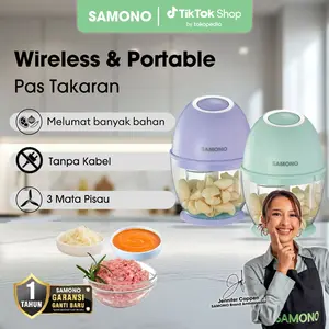(MAY SALE 5.5) Samono Mini Chopper Portable  Kapasitas 450ml Penggiling Bumbu MPASI (SW-L6) Baterai Pisau