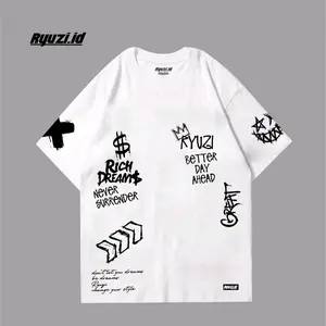 KAOS PRIA DAN WANITA DEWASA OBLONG TANGAN PENDEK ORIGINAL RYUZI BAJU TSHIRT ATASAN COWOK CEWEK TEBAL KATUN COMBED LEMBUT NYAMAN DIPAKAI Sablon Distro Keren Hitam