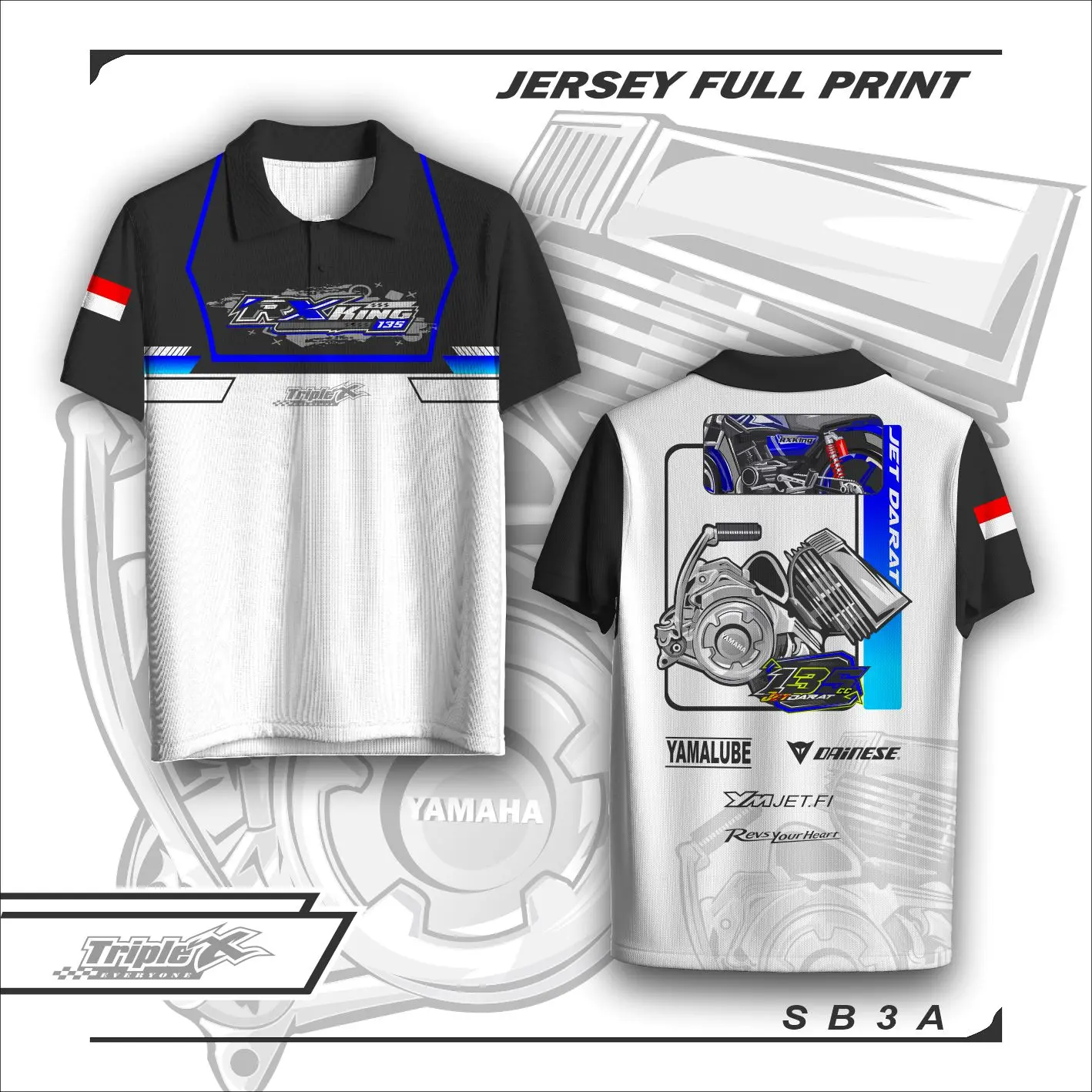 Jersey RX-KING Dryfit Full Printing - Ukuran S-XXXL - Baju Jet Darat Yamaha Rx king