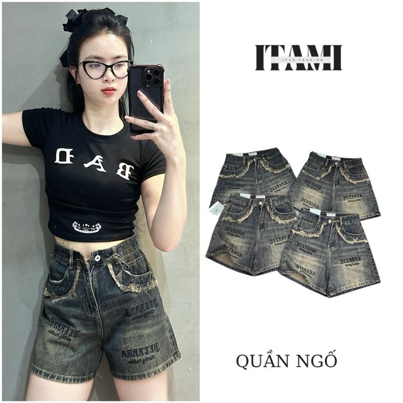 [907] QUẦN JEAN NGỐ LƯNG CAO  CHỮ THÊU ,KHÔNG CO GIÃN-ITAMI
