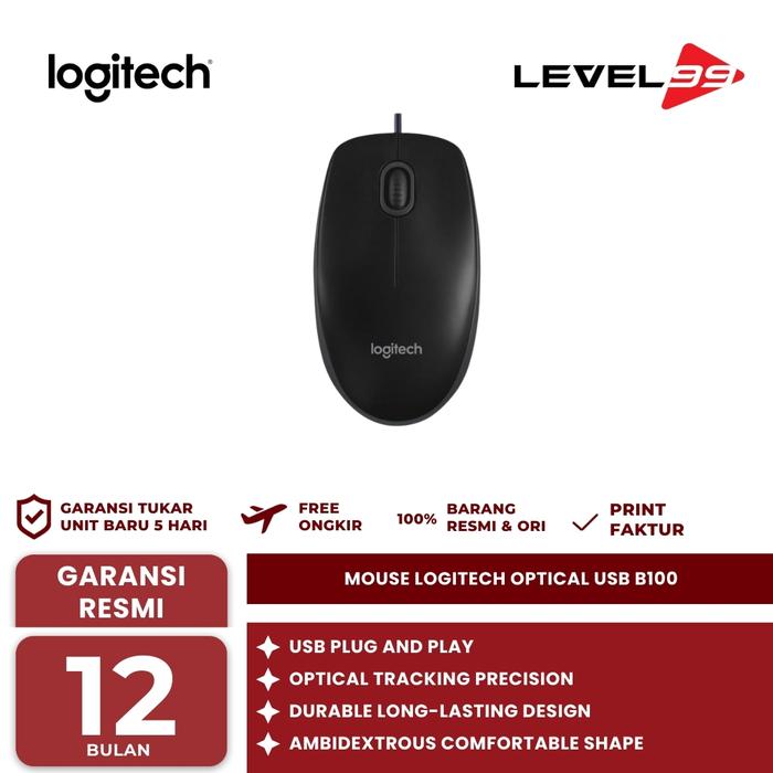 Gambar Mouse USB Logitech B100 / B 100 dari Level99 Malang Kota Malang Tokopedia