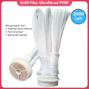Refill Filter Air PVDF Ultrafiltrasi Kapasitas 1000 LpH 2000LpH Isi Ulang Water Filter Membran PVDF