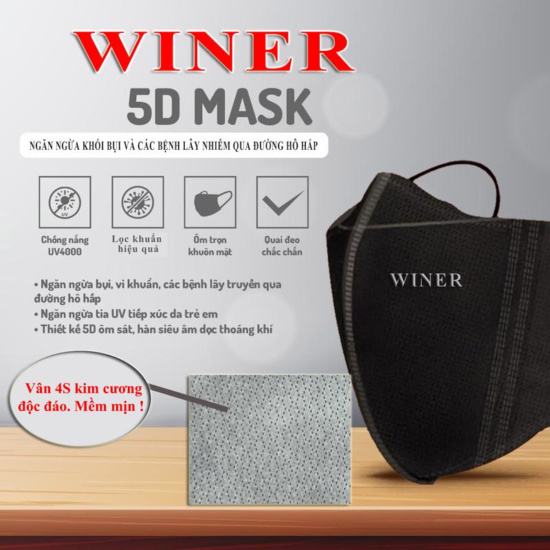 Combo 300 cái Khẩu trang WINER 5D Mask Túi Dán 3 lớp 30 túi dán túi niêm phong Accessories khautrang Phụ Kiện Nam Che Mặt 5d xuyên lục địa khẩu trang dây bản 5dduyngoc seo