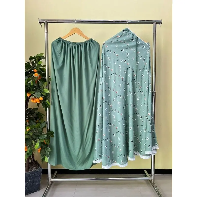 Mukena Dewasa Motif Dasar Warna Sage Katun Rayon Premium Tebal Dingin Traveling Free Tas Cantik Mukenah Muslim Wanita 5