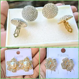 Waka Taman Store ll Giwang Anting Jepit Permata Desain Menarik Nyaman Dipakai Cocok untuk Sehari-hari dan Acara Khusus Aksesori Telinga Praktis dan Stylish