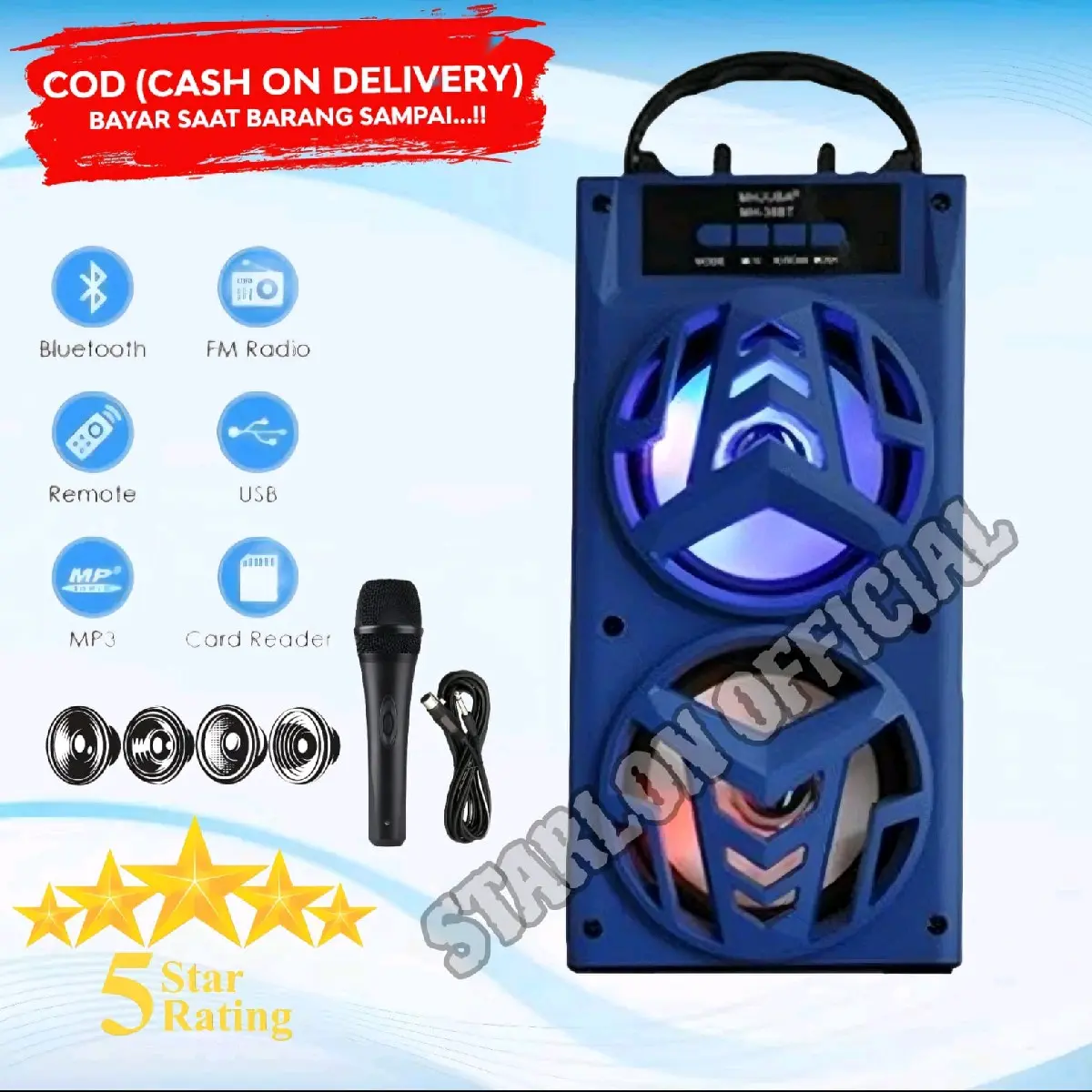 TERLARIS speaker karaoke  bluetooth extra full bass gratis mic salon aktif louspeker besar