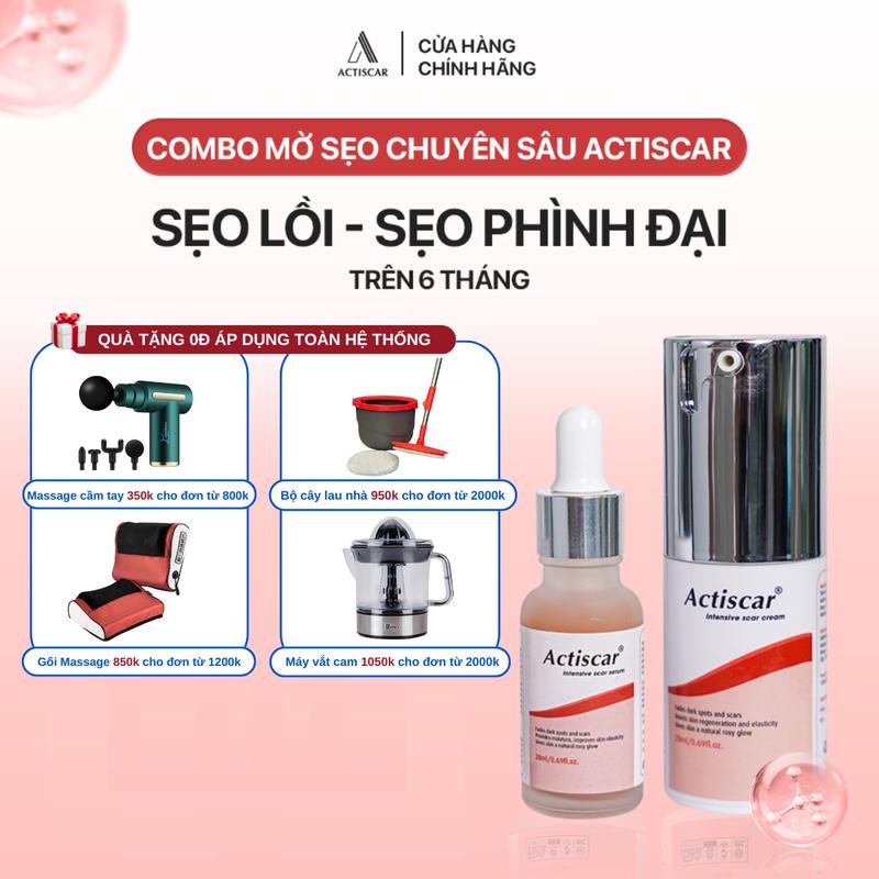 ACTISCAR Combo mờ sẹo lồi chuyên sâu - Hỗ trợ làm mềm phẳng sẹo lồi trên 6 tháng Serum 20ml và Kem 20g