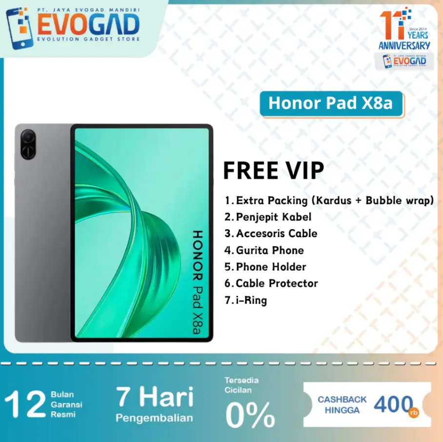 Honor Pad X8a RAM 4/128GB Snapdragon 680 Octa-coreLCD 90Hz Garansi Resmi Honor Indonesia 1 Tahun