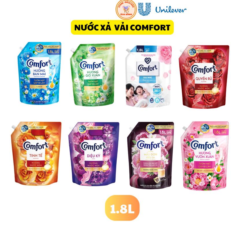 Nước xả vải Comfort - Tinh Dầu Thơm Chuyên Sâu - Tươi Màu Bền vải, Lưu Hương Thơm Cả Ngày - Túi 1.8L