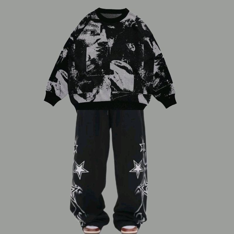 msa cardigan knitwear Knitwear-sweater rajut premium Unisex Motif Hitam Crewneck Baju casual Sweatshirt Cowok Wanita Oversize 3