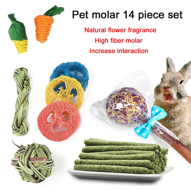 14Pcs Pet Hamster Rabbit Toy Tooth Cleaning Toy Pet Bite Stick Hamster Molar Set Rabbit Molar Stick Small Animal Chew Toys  Durable Pet Accessories 4