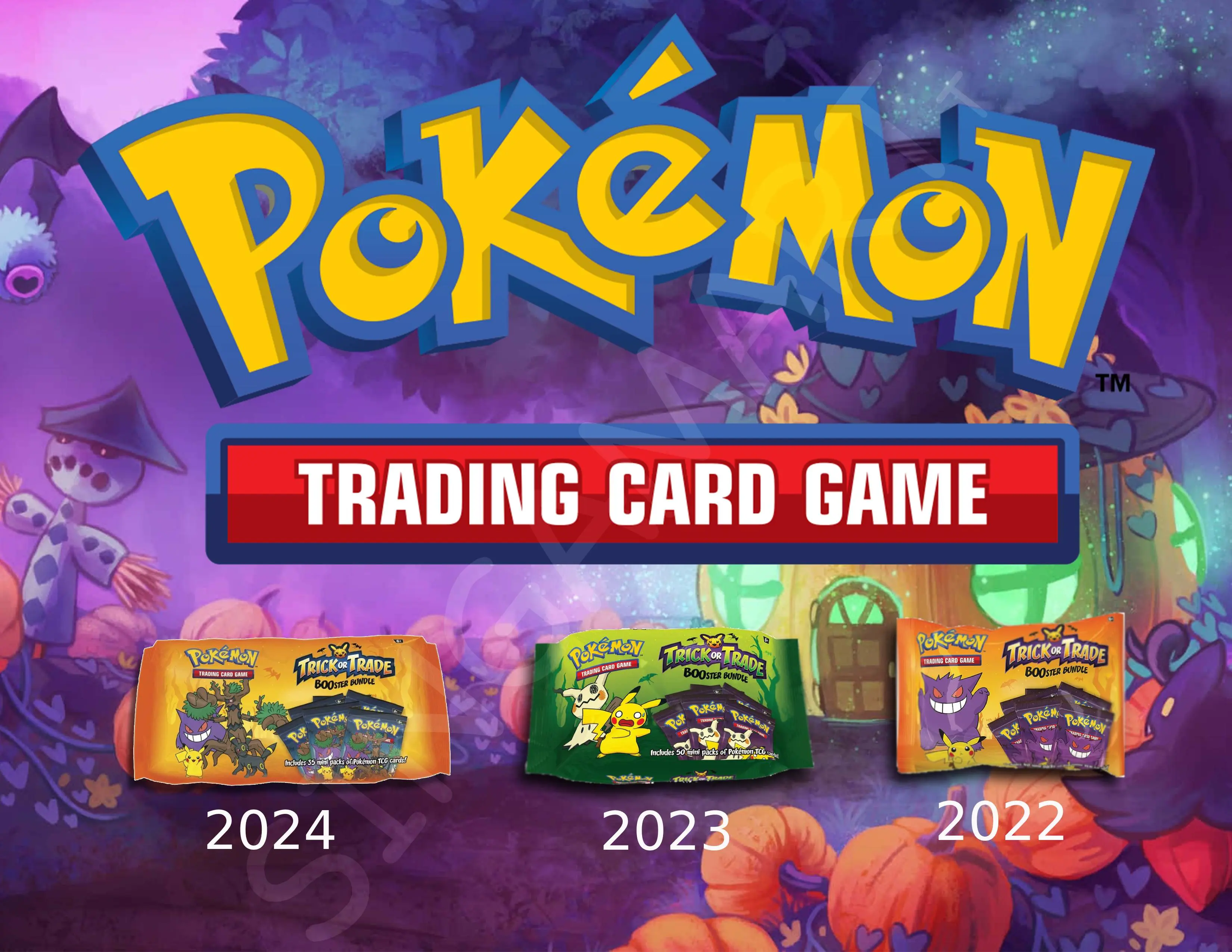 2022 2023 2024 Lot of 3 packs Pokemon TCG Halloween Trick or Trade BOOster bundle booster packs