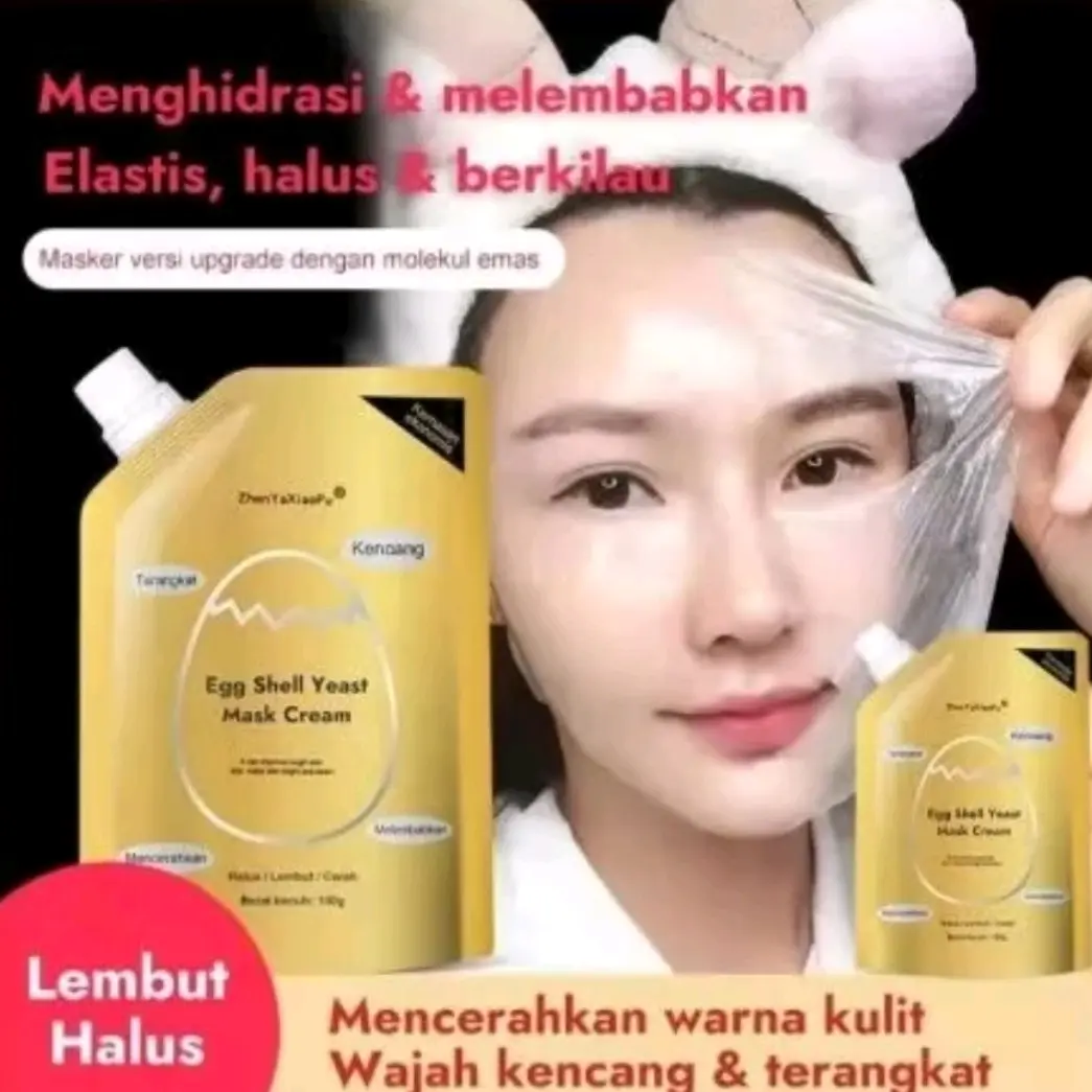 2pcs Egg Shell Yeast Mask Cream Masker Wajah Telur Memutihkan Anti Jerawat Kusam Terlaris