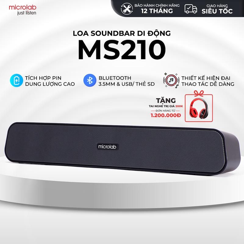 Loa Bluetooth MICROLAB MS210 10W Để Bàn, Kết Nối AUX/Bluetooth/FM/Thẻ Nhớ/USB