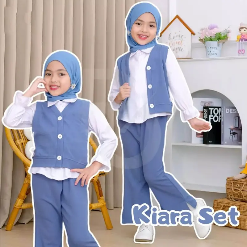 Setelan Anak 3 in 1 Rompi Model / Setelan Anak Perempuan 2-8 Tahun / One Set KNIT TERBARU/ Baju Setelan Rompi 2