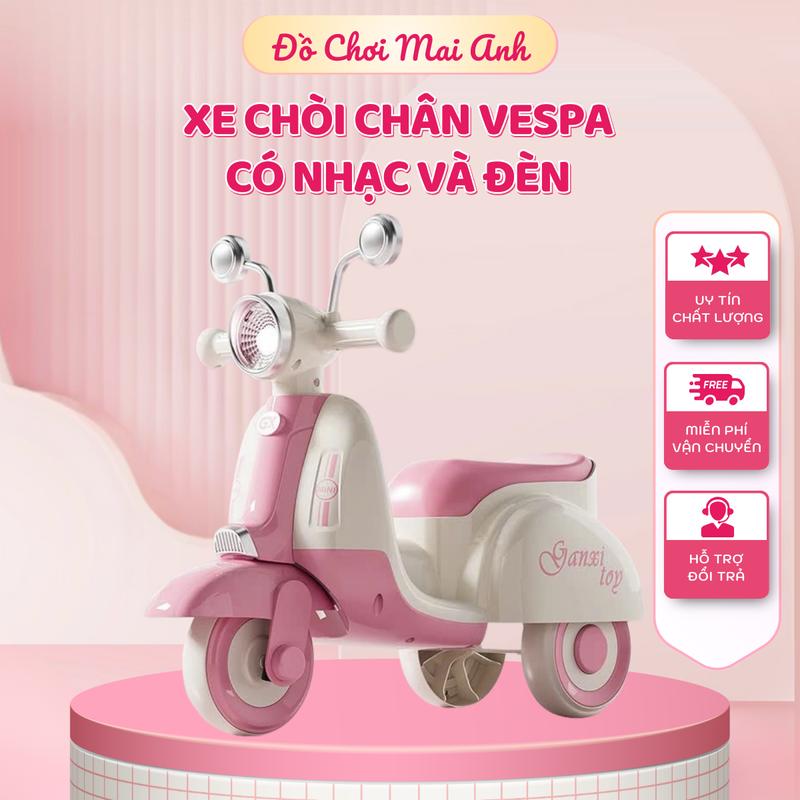 Xe chòi chân VESPA cho bé từ 1-2 tuổi có nhạc - đèn và cốp để đồ cho bé