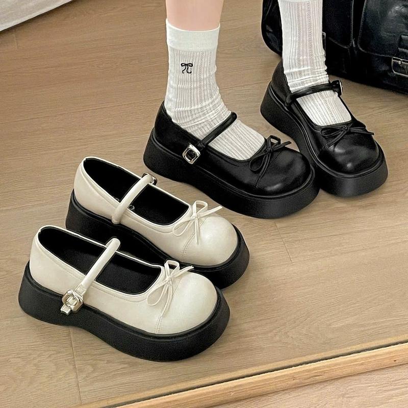 Giày búp bê nữ đế cáo 4cm chất da lì mềm êm chân Kiểu dáng thời trang Phù hợp cho mọi outfit