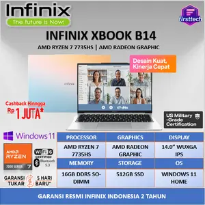 INFINIX XBOOK B14 RYZEN 7 7735HS 16GB 512GB W11PRO 14.0 WUXGA IPS 2 TAHUN GARANSI RESMI