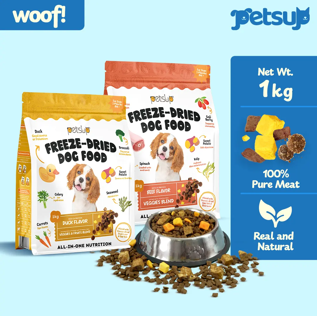 Petsup Freeze Dried Dog Food 1kg and 4kgs - Beef Duck Liver Egg Yolk for Adult and Puppy All Stage All Breeds