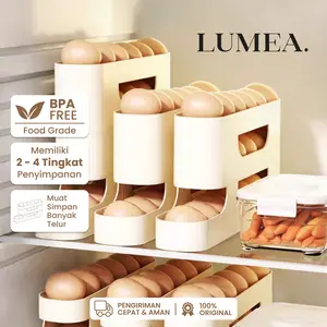 LUMEA - Rak Tempat Telur 2-4 Tingkat Egg Storage Dispenser BPA Free Food Grade Desain Ergonomis & Tahan Suhu Ekstrem untuk Kulkas