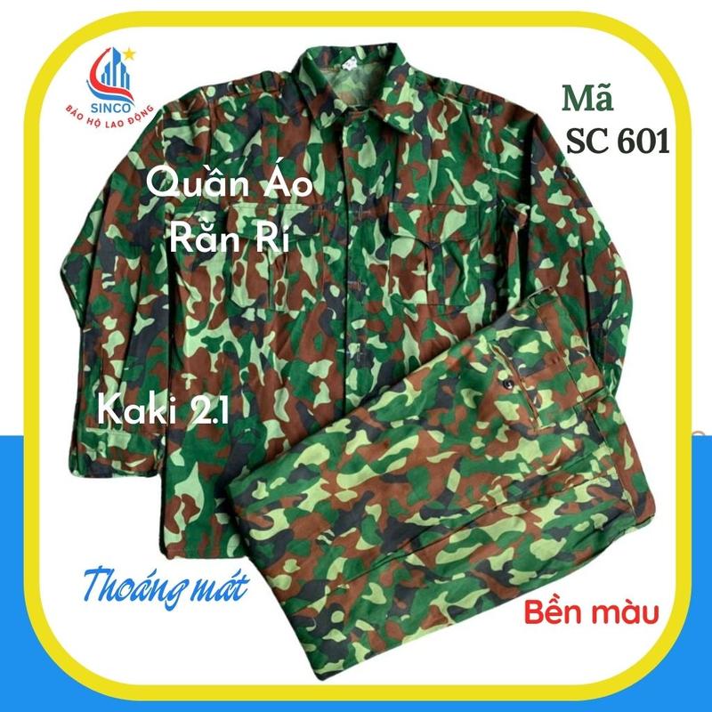 Quần áo bảo hộ phối màu rằn ri, Bảo Hộ SInco, mã SC601, bền bỉ, thoáng mát, an toàn cho người lao động.