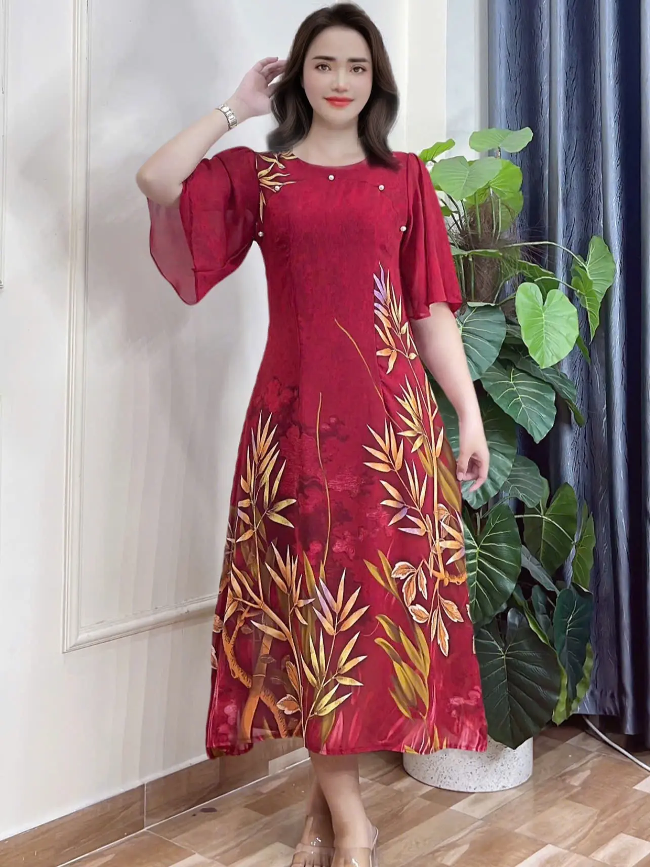 764 ĐẦM SUÔNG DÁNG LỬNG ĐÍNH NGỌC CC 2 LỚP WOMEN / NỮ