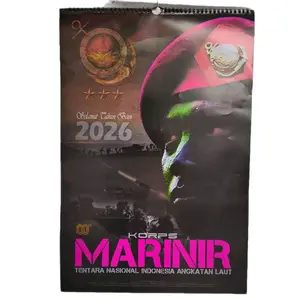 Kalender Dinding TNI Tahun 2026 Marinir Resmi Korps Marinir TNI AL Ukuran 60 x 40 cm Bahan Paper 150gram