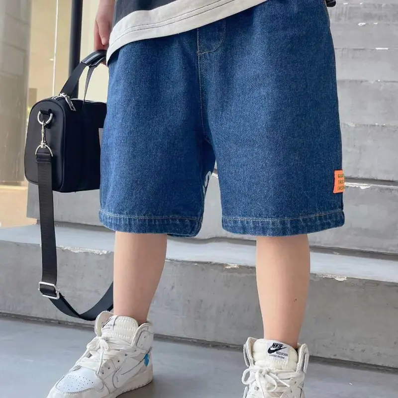 Lanbao-Quần Ngắn Denim Cho Trẻ Em, Quần Ngắn Cho Bé Trai, Quần Jean, 4-13 Tuổi 2