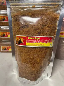 Abon Sapi Sumber Rejeki Asli Boyolali 250g Pouch Zipper Tanpa MSG dan GMO - Garlic, Kripik Cemilan Food Snack Crispy Pedas Camilan Keripik Spicy Makanan Bbq Chips Gluten