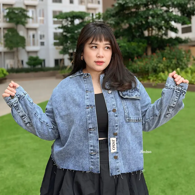 JINISO Big Size Jaket Jeans Oversize Seoul Blue Acid 2