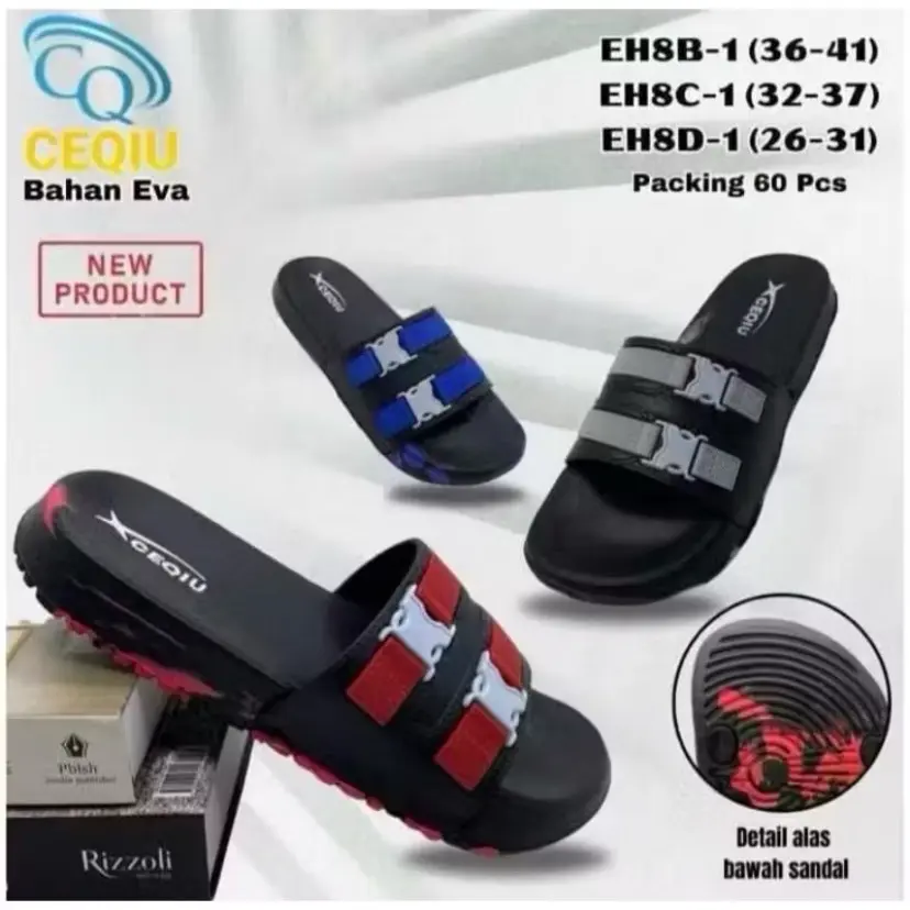 ￼New Sandal Slide Laki-laki Anak - Remaja Model Sandal Slide Gesper - New Dlx Ceqiu Kaki Motif Fashion Karet