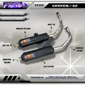 Knalpot tipe luster emblem pelangi moncong Shijiro inlet 38 out 50 untuk motor vario Beat karbu Beat delux Mio dll Motorcycle