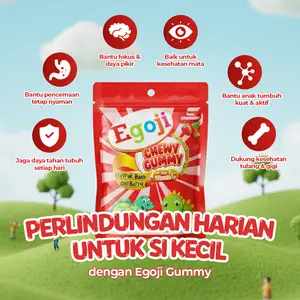 Egoji Chewy Gummy Multivitamin Anak Rasa Strawberry | Vitamin A B Kompleks C D E + Zinc + Ekstrak Goji Berry