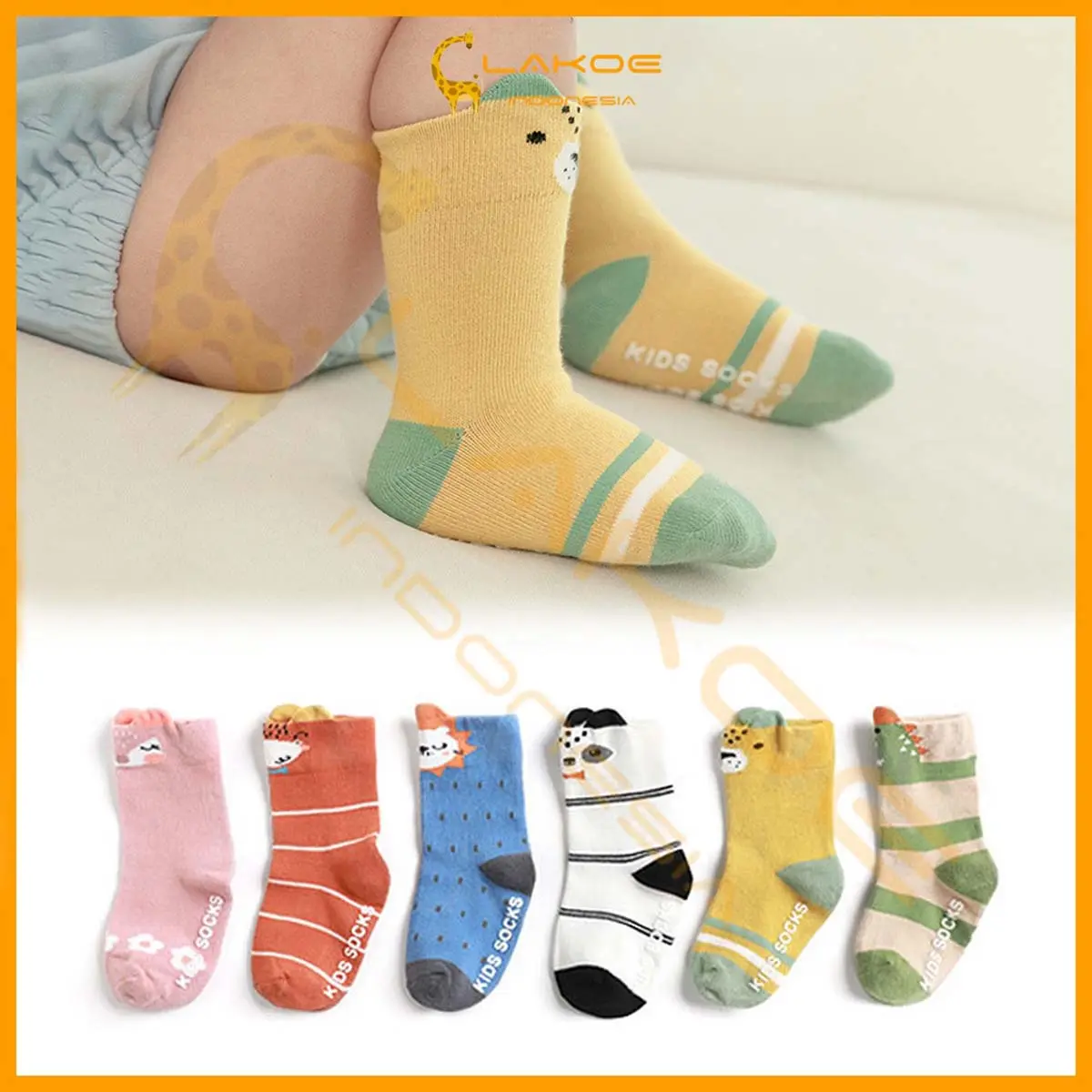 LAKOE Kaos kaki anak bayi motif hewan kaus kaki bayi anti slip