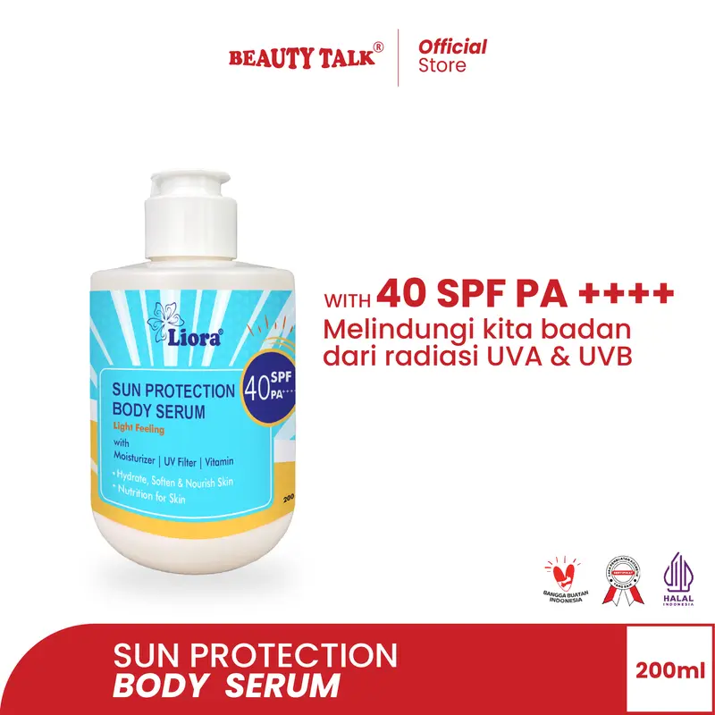 LIORA Sun Protection Body Serum SPF 40 PA++++ 200 ML | Sunscreen Lotion Badan Anti UV dengan Perlindungan Harian yang Maksimal 0