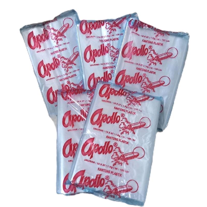 kantong plastik pp bening apollo 14x27 (1kg) isi 100 pce 0