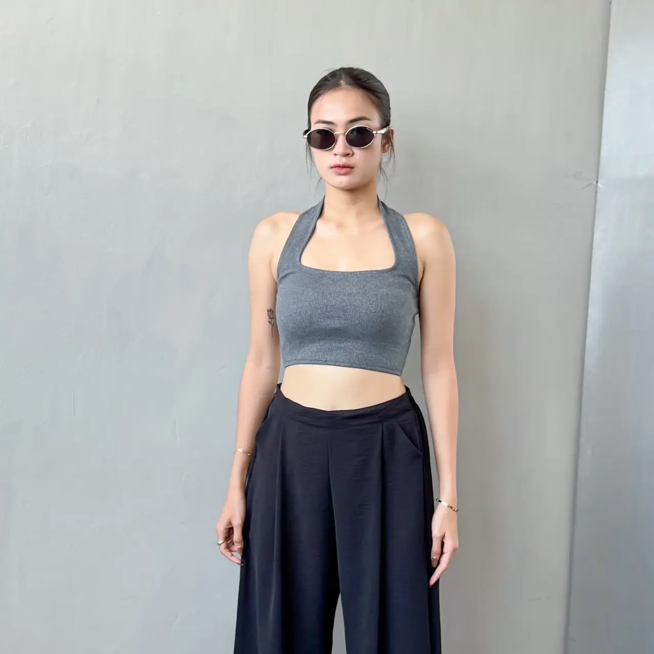 Georgios Women | Halter Neck Crop Top Vol 1 & Vol 2 | Tank Top  Basic Rib Wanita Kekinian Atasan Cewek Rompi Panjang Pakaian Rip